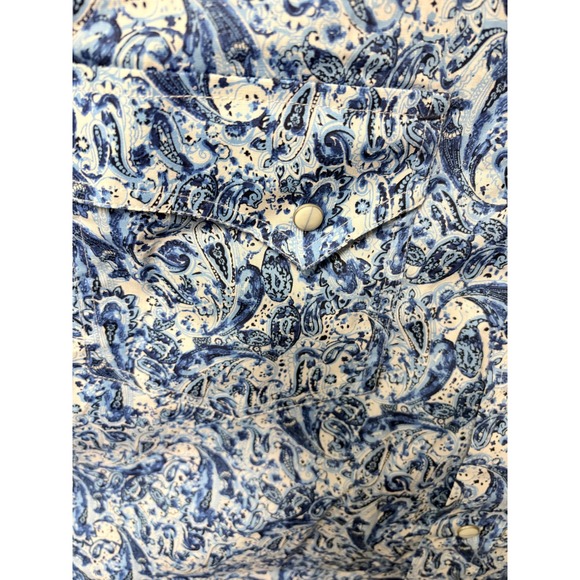 Rafter C Cowboy Collection Mens 2XLT Blue Paisley Western Pearl Snap Shirt 2XL T - Picture 8 of 12